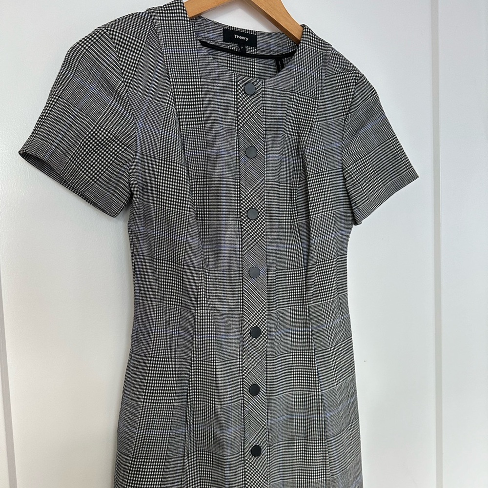 Theory Button Down Dress, Herringbone